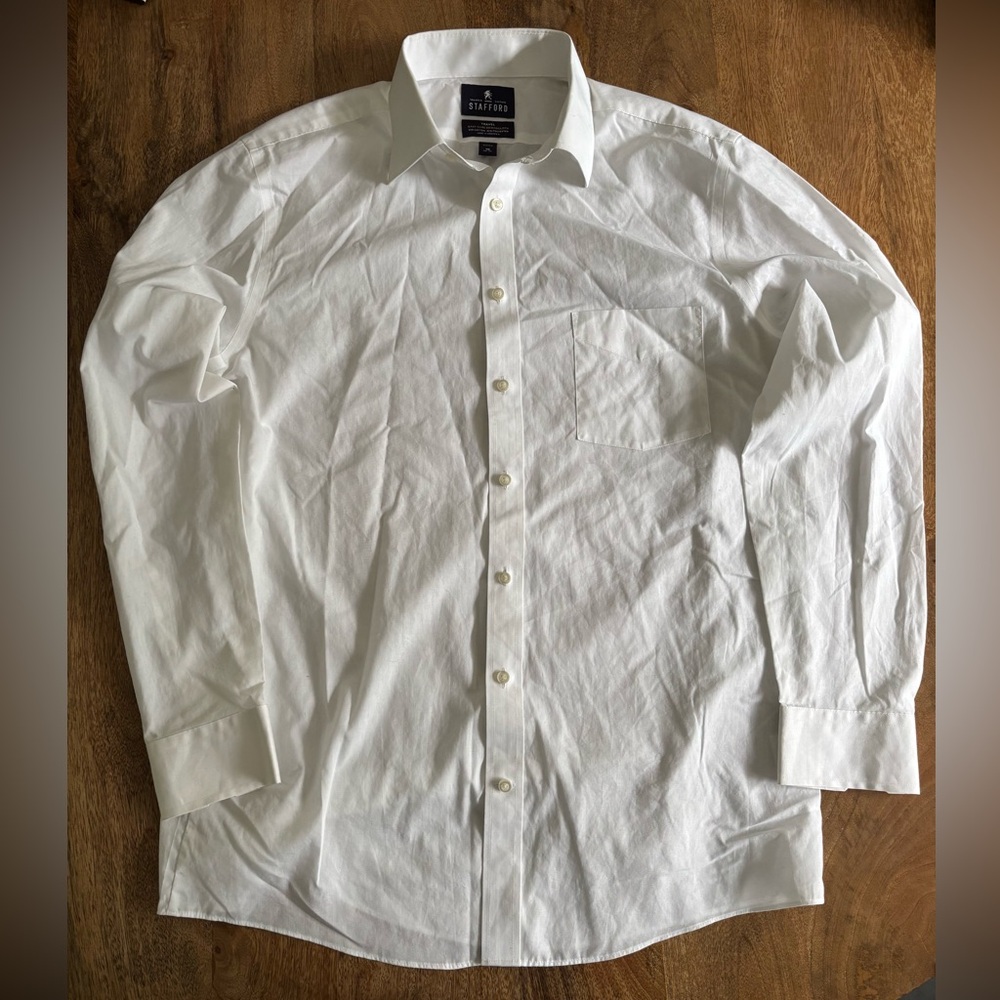 Stafford White Dress Shirt Classic Cotton Design